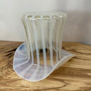Vintage Murano Style Glass Striped Top Hat - Pot, Wine Chiller, Decor